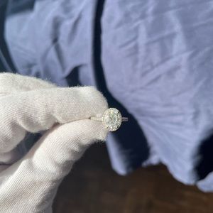 2.0ct moissanite stone halo cut 925 sterling silver gold plated ring